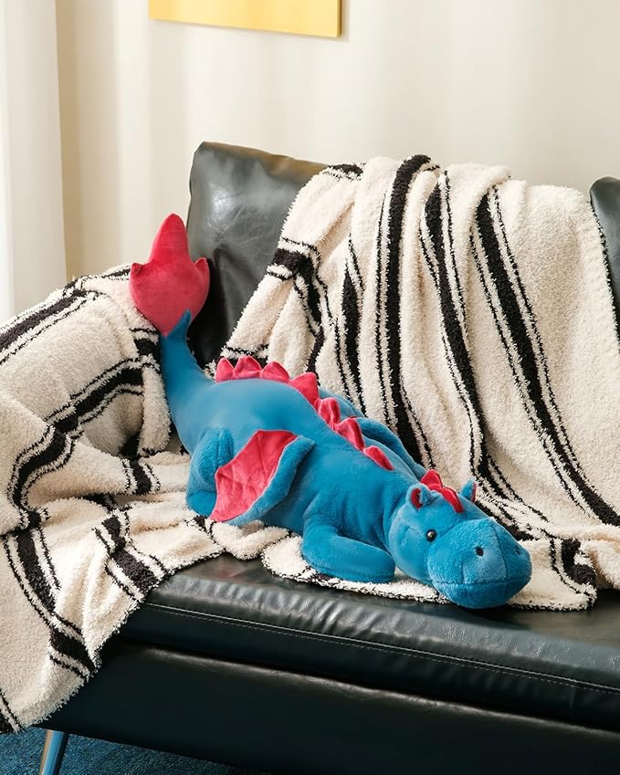 35.4" Weighted Dragon Plush Toy, 10lb Weighted Stuffed Animals, Silent Glass Beads Large Dragon Pillow for Sensory Relaxation for Kids and Adults, for Bedtime & Lounging