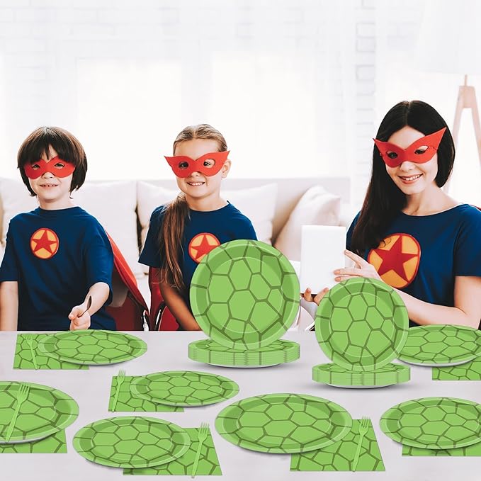 96Pcs Turtle Party Plates and Napkins Turtle Theme Birthday Party Supplies Disposable Turtle Party Paper Plates Green Sea Turtle Dessert Plates Tableware for 24 Guests Kids Teen Party Decorations