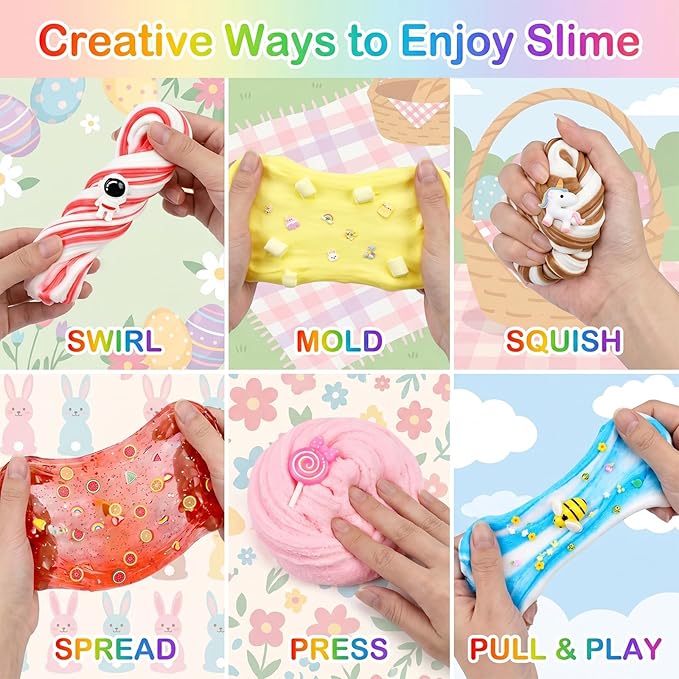 Slime Kit 12 Pack - 4 Jelly Cube Crunchy, 4 Butter, 4 Cloud Slime - Soft Stretchy Stress Relief Toy for Kids, Birthday Party Favors for Boys & Girls, Halloween, Classroom, Easter & Treat Bags