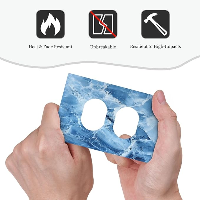 Outlet Covers Blue Marble Abstract Luxury Modern 1 Gang Duplex Light Switch Cover Plate Decorative Wall Plates Electrical Switchplate Receptacle for Bathroom Bedroom Decor（2 Pack）