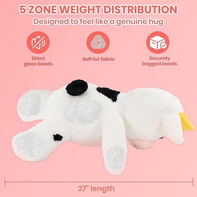 JOD® 27 inch 5 lbs Cow Weighted Stuffed Animals, Large Weighted Plush Toy – Cute Cow Plush Pillow, Soft Kawaii Weighted Plushie Gift for Kids & Adult (68CM)