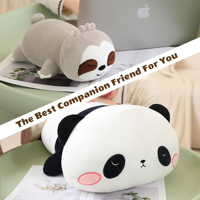 Finebee Weighted Panda Stuffed Animals, Cute Weighted Panda Plush, Soft Stuffed Weighted Plushie Pillow Gifts for Girls Boys(9.8" 0.8Lbs)