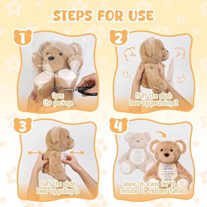 15" Happy Birthday Teddy Bear with Heartfelt Message - Soft Cuddly Plush Toy - Romantic & Sentimental Birthday Gift for Girlfriend, Wife, Kids, Daughter, Son - I Love You Keepsake