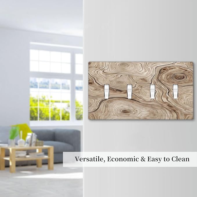 Tree Annual Rings Burl Texture Brown Wood Grain Print Light Switch Covers Quad Toggle Electrical Faceplate 4 Gang Wall Plate Decorative Switch Plates Cover for Farmhouse Bedroom Decor