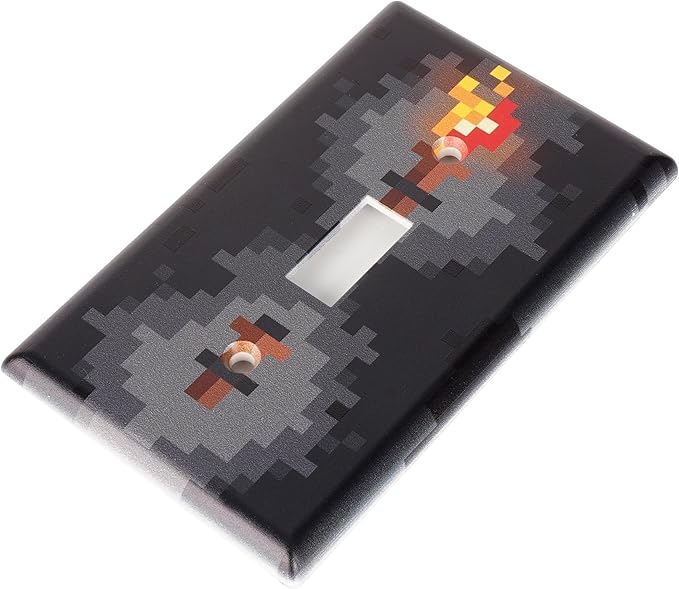 Pixel Light Switch Cover Plate - Decorative Wall Plate for Gamer Bedroom Decor – Retro 8-Bit Art Decoration for Kids Room & Video Game Themed Makeovers (Standard Toggle Fit)