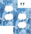 Outlet Covers Blue Marble Abstract Luxury Modern 1 Gang Duplex Light Switch Cover Plate Decorative Wall Plates Electrical Switchplate Receptacle for Bathroom Bedroom Decor（2 Pack）