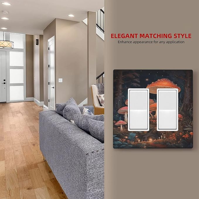Decorative Art Light Switch Covers Maple Path 2 Gang Dual Rocker Outlet Switch plate Faceplate GFCI for Home Decor