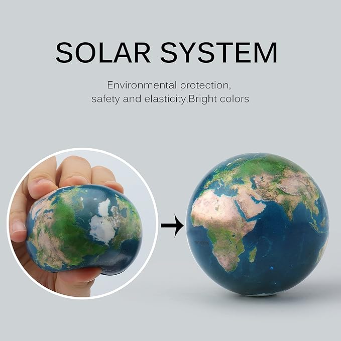 Solar System Planets Toys for Kids, STEM Educational Sensory Toys for Autistic Children Non-Toxic, Space Astronaut Slime Ball Alien Monster Toy Set with Mesh Storing Bag for 3-5-8-10 Boy Girls