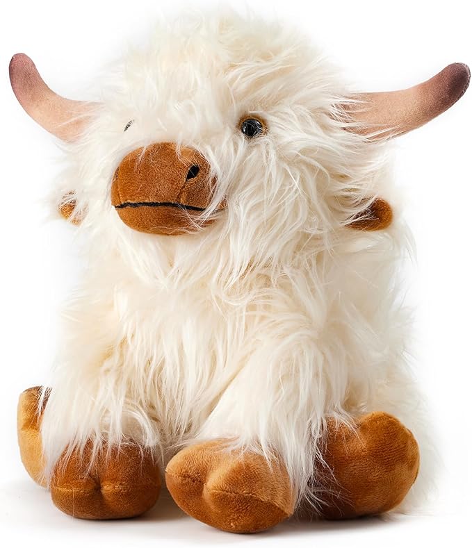 White Highland Cow Microwavable Weighted Stuffed Animals,Lavender Scented Heating Pad for Period Cramps&Pain&Warm,Heatable&Coolable Companion Plushies Toys Gifts for Kids Women