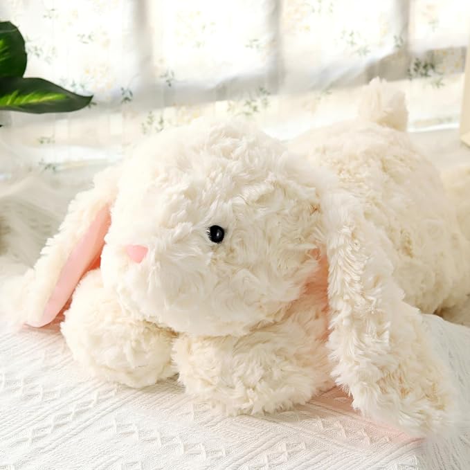 Soft Weighted Bunny Stuffed Animal 20.5" 2Lbs, Sturdy and Fluffy Beige Rabbit Plush Toy for Kids Cuddle, Cute Plushy Hugging Pillow Toy for Kids (20.5"x7.9"x5.9")