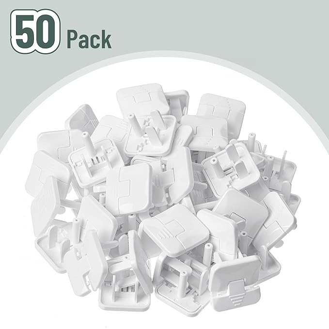 Bates- Outlet Covers Child Proof, 50 Pack, White, 3 Prong Outlet Covers