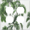 Outlet Covers Palm Trees Tropical Green Plant Palm Leaf 2 Gang Double Duplex Decorative Light Switch Covers Electrical Wallplates Socket Faceplate For Bed Room Bathroom Decor