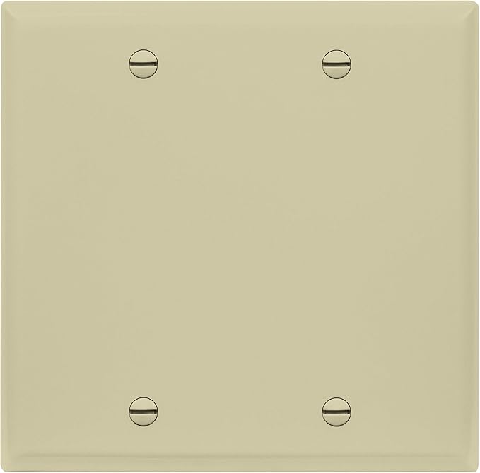 ENERLITES Double Blank Device Wall Plate, Gloss Finish, Standard Size 2-Gang 4.50" x 4.57", Polycarbonate Thermoplastic, 8802-I, Ivory