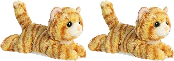 Aurora® Adorable Mini Flopsie™ Ginger Cat™ Stuffed Animal - Mini Companions Ready for Playful Adventures - for Kids All Ages, Toddlers, Adults, and Families - Orange 8 Inches (Pack of 2)
