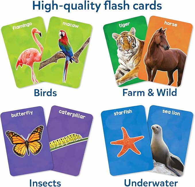 Skillmatics Thick Flash Cards for Toddlers - First 100 Animals, Montessori Toys, Preschool Learning Activities, Learning Aids, Gifts for Kids Ages 1, 2, 3, 4 Years