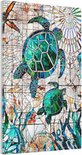 Teal Green/Blue Sea Ocean Turtle Decorative 1 Gang No Device Blank Wall Plate Nautical Beach Summer Starfish Oversize Electric Unused Receptacle Decorator/Gfci Light Outlets/Switches Face Plate Cover