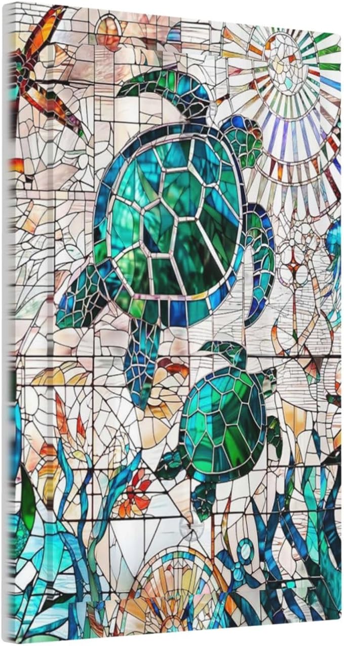 Teal Green/Blue Sea Ocean Turtle Decorative 1 Gang No Device Blank Wall Plate Nautical Beach Summer Starfish Oversize Electric Unused Receptacle Decorator/Gfci Light Outlets/Switches Face Plate Cover