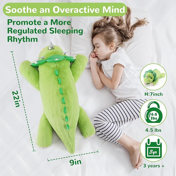 gnomantic Triceratops Weighted Stuffed Animals - 22 Inch 4.5 Pounds Weighted Plushies Dinosaur Stuffed Animals - Big Dino Plush Pillow - Cute Plush Toy Gifts for Kids & Adults (22" 4.5 lbs)