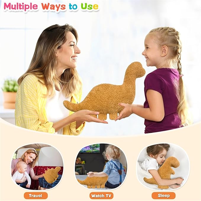 Andywoo Dino Chicken Plush Nuggets Pillow for Funny Birthday Gifts, Cute Funny Stuffed Animals Toy for Boy and Girl, Dinosaur Gifts for Kids Teens and Adults (3 Pack, Small)