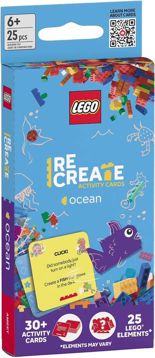 LEGO Recreate Activity Cards – Ocean | Imaginative Building Game with 30+ Activity Cards & 25 LEGO Elements | Ages 6+ | Screen-Free Creativity