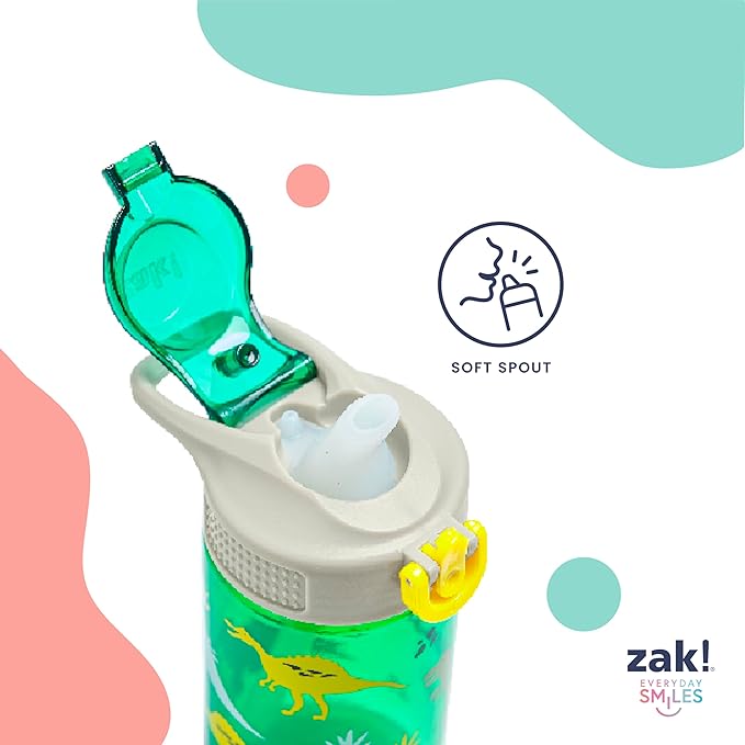 Zak Designs Barbie Sage Water Bottle For School or Travel, 16oz Durable Plastic Water Bottle With Straw, Handle, and Leak-Proof, Pop-Up Spout Cover (Barbie)