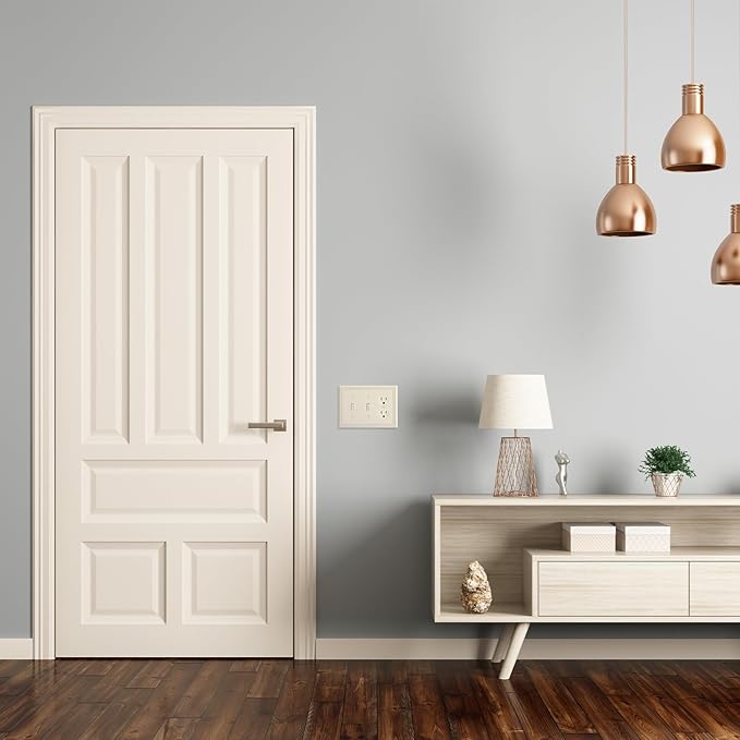 Henne Bery Sunken Pearls Heavy Duty Decorative Wall Plate Switch Plate Outlet Cover (Double Toggle/Single Duplex, Light Almond)