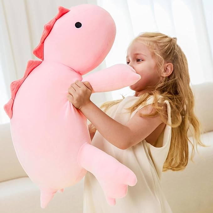 JOD® Weighted Dinosaur Stuffed Animals, Dinosaur Weighted 4.2 lbs, 22" Large Weighted Plush Animal, Cute Plush Toy Pillow, Soft Dino Plushie Gifts for Adults, Boys & Girls (56 CM Pink)