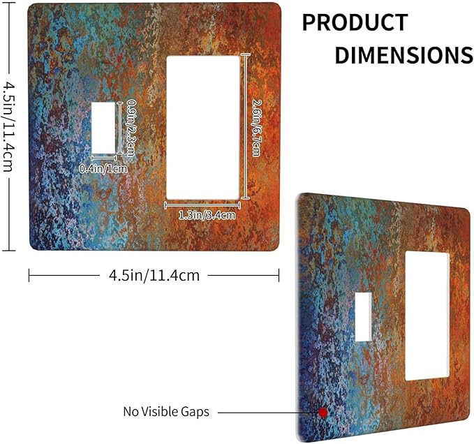 Decorative Outlet Covers Red Celestial Blue Rust Colorful Metal Rusty 2 Gang 1 Gang Wall Plate Cover Single Toggle Rocker Combination Light Switch Plate Covers Jumbo Switch Cover Plate