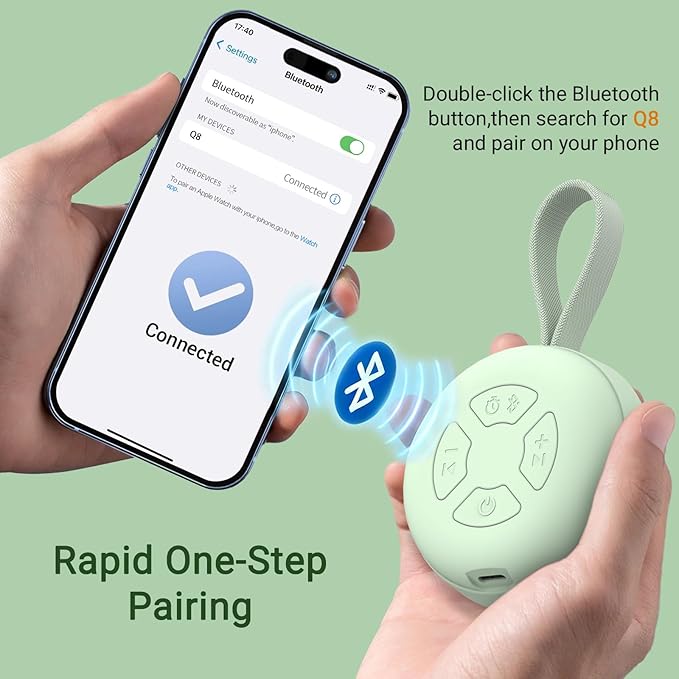 Portable Baby Sound Machine [White Noise for Babies Kids Adults][Supports Bluetooth audio playback][Timer Function][12 Soothing Sounds] 15 Hours Battery Life, Travel,Shower,Clips on Baby Stroller.Mint
