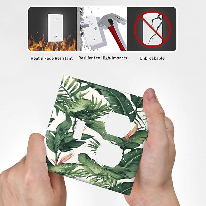 Tropical Leaf Jungle Botanical Palm Tree Greenery Floral Wallplates 1 Toggle 1 Duplex Switch Plate Electrical GFCI Faceplate Decorative Light Switch Covers for Bedroom Living Room Decor