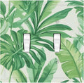 Decorative Switch Plates Tropical Palm Tree Leaf Green Plant 2 Gang Double Toggle Outlet Light Switch Cover Wall Plate Electrical Faceplate For Bed Room Living Room Decor