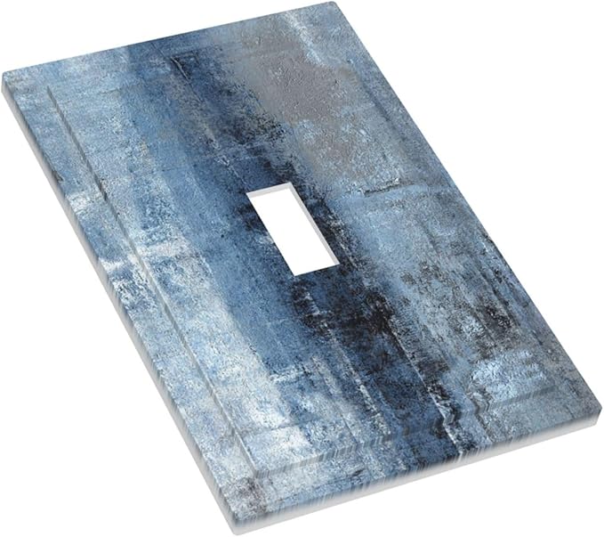 Outlet Covers Navy Blue Gray Abstract Ink Painting 1 Gang Duplex Light Switch Cover Plate Decorative Wall Plates Electrical Switchplate Receptacle for Bathroom Bedroom Decor（2 Pack）
