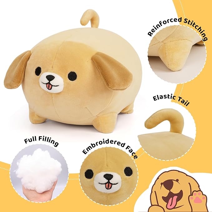 Dog Plush Pillow,8inch Puppy Stuffed Animal Toy,Cute Soft Labradoodle Plushie Hugging Pillow Valentine Christmas Birthday Gifts for Kids Girlfriend Boyfriend