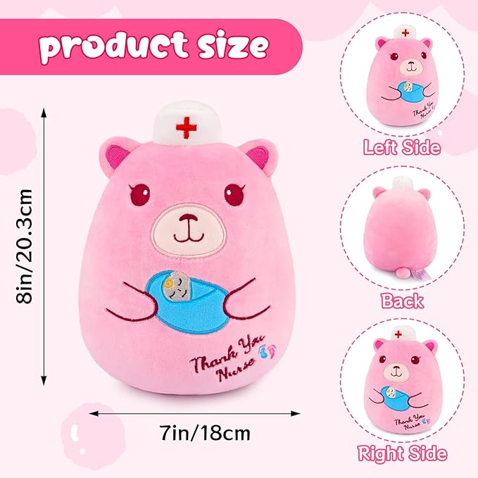 L&D Teddy Bear Plush, 9" Labor and Delivery Nurses Gifts Cute Stuffed Animal with Cap, Thank You Nurse Appreciation Gifts L&D RN Gift for Women