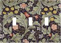 Boho William Morris Floral Green Leaves Flower Decorative Switch Plates 3 Gang Wall Plate Triple Toggle Light Switch Cover Faceplate Electrical Wall Panels for Farmhouse Home Decor