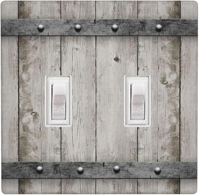 Rustic Cabin Wooden Texture 2-Gang Double Toggle Switch Plate, Gray Wood Wall Plate for Cabin, Lodge, Farmhouse & Bedroom