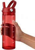 20oz Kids Water Bottle, BPA Free Thick Tritan Plastic Reusable, Clear Water Bottle with Straw, Leakproof Lid, Dishwasher Safe, Boy girl for School,Travel True Red
