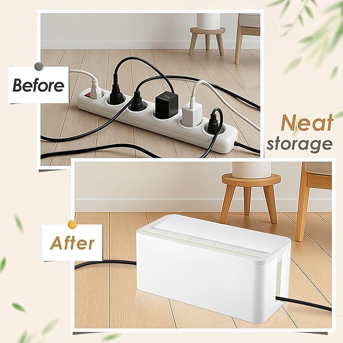 Power Strip Cover Baby Proof & Outlet Cover Box. Cable Management Box with Lock, Baby Proof Power Strip with Holes for Wire Storage and Organization, Outlet Protector