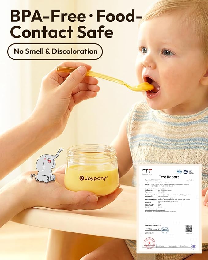Joypony PPSU Baby Food Containers, 6oz Leakproof Baby Food Jars with Lids, Freezer Safe & Microwave Safe, Reusable Portion Plastic Food Storage Containers, Baby Puree, Toddler Snacks, BPA-Free, 6 Pack