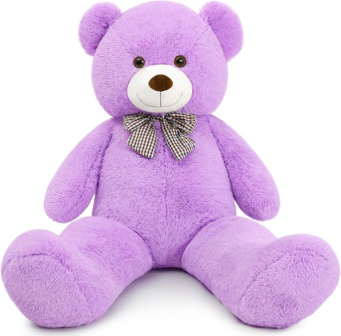 MaoGoLan Giant Teddy Bear 4 Feet,Adorable and Cuddly Big Bear Stuffed Animal 47", Classic Teddy Bear Plush Gift Decoration for Baby Shower,Party,Birthday,Valentines Day,Purple