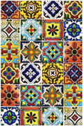Kitchen Mosaic Moroccan Mexican Mexico Boho Talavera Floral Ceramic Tile Stone Bricks 1-Gang No Device Blank Wallplate Jumbo Size Unused Outlet and Light Switch Cover Decorative Plug Face Plate Cover