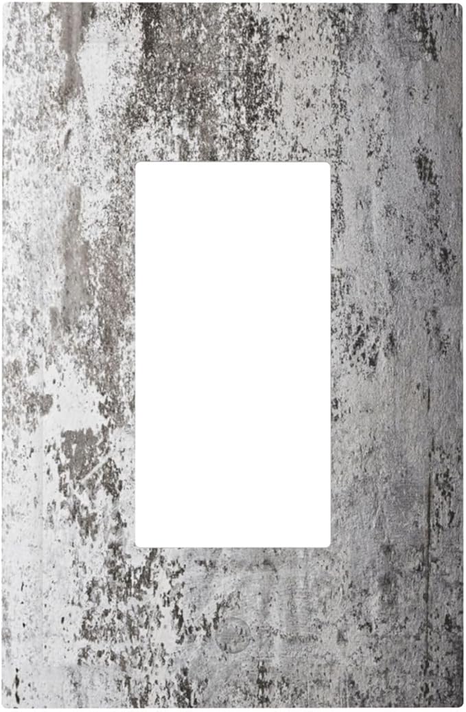 Outlet Covers Gray White Speckled Weathered Concrete Wall 1 Gang Single Rocker Light Switch Cover Plate Decorative GFCI Wallplates Socket Cover Electrical Switch Plate Covers for Bedroom Home