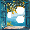 Window View Coastal Lemon Tree Mediterranean Landscape Wallplates 1 Toggle 1 Duplex Switch Plate Electrical GFCI Faceplate Decorative Light Switch Covers for Bedroom Living Room Decor