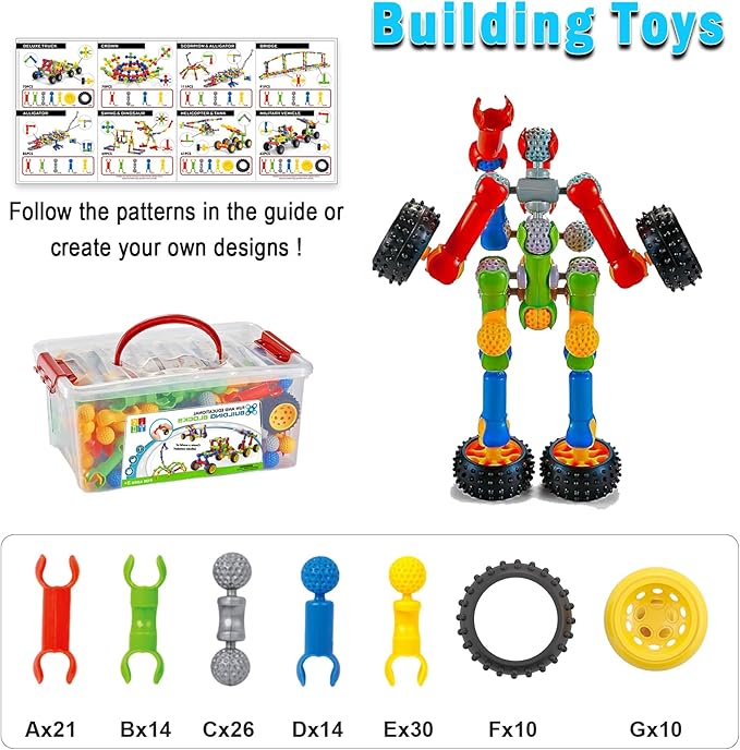 Huaker Stem Building Toys for 3 4 5 6 7 8 Year Old Boys Girls Kids,125 Pieces Building Blocks Educational Learning Toys with Large Storage Box,Ideal Christmas Birthday Gifts