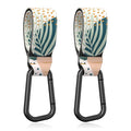 Baby Stroller Hooks for Hanging Bags, Universal Stroller Clips Accessories, Mommy Hook for Diaper Bag, Shopping Cart, Purse, Backpack - 2 Pack, Abstract Leaf