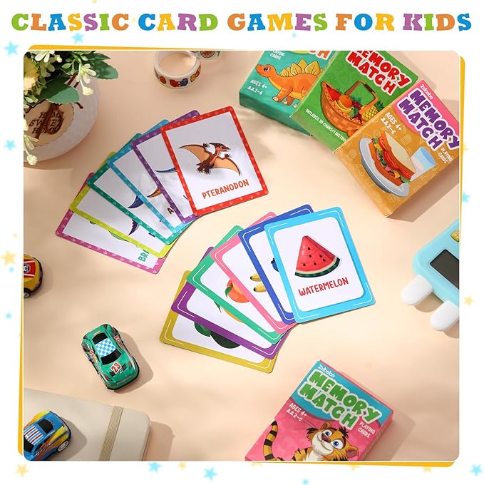 Zubebe 4 Sets Memory Matching Game for Kids Memory Match Fun Matching Game Educational Toys for Family Night, Party Favors, Classroom Prizes (Style 1)