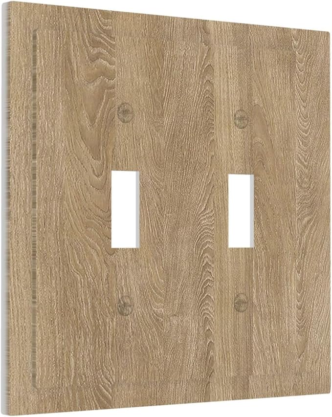 Decorative Switch Plate Covers Light Brown Wood Grain 2 Gang Double Toggle Light Switch Cover Plate Electrical Wall Plate Outlet Cover Outlet Light Switch Cover for Farmhouse Cabin Decor