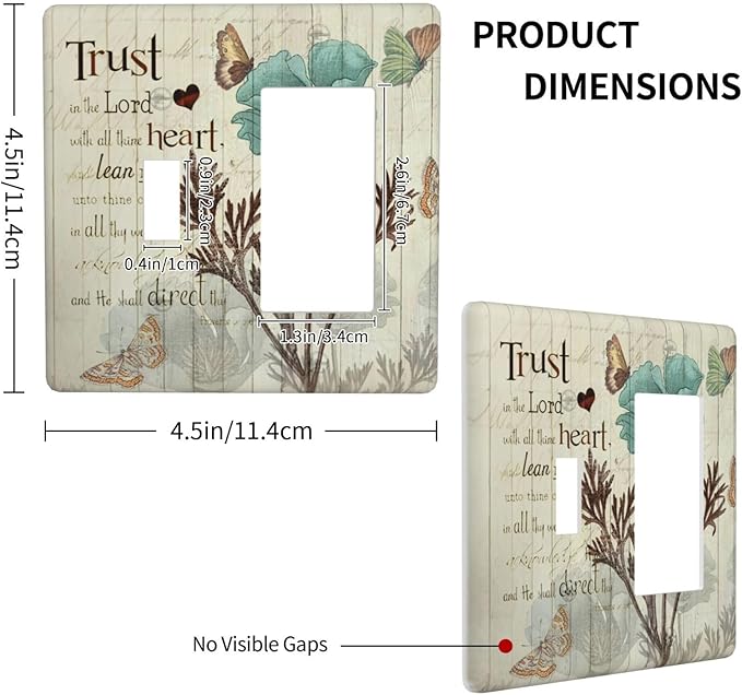 Rustic Elegant Teal Tulip Bible Inspirational Quote Outlet Covers 1 Toggle 1 Rocker Combination Decorative Wall Plate Electrical Switch Plates Light Switch Cover Plate for Farmhouse Bedroom Decor