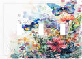 Light Switch Cover Plate Watercolor Colorful Floral Butterflies Wildflowers 3 Gang Triple Toggle Decorative Switch Plates Wall Plates Electrical Switchplate Faceplate for Bathroom Bedroom
