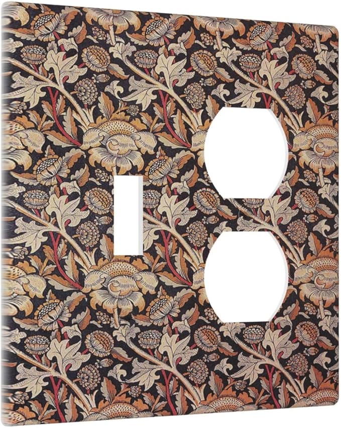 Wallplates Vintage William Morris Floral Plants 1 Toggle 1 Duplex Switch Plate Electrical GFCI Faceplate Decorative Light Switch Covers for Bedroom living Room Decor